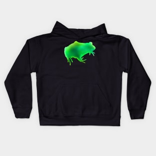 Green Ombre Frog Silhouette Kids Hoodie